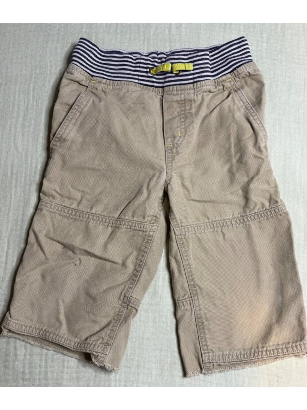 Mini Boden Boys Khaki Shorts With Elastic Waistband & Drawstring Size 7Y